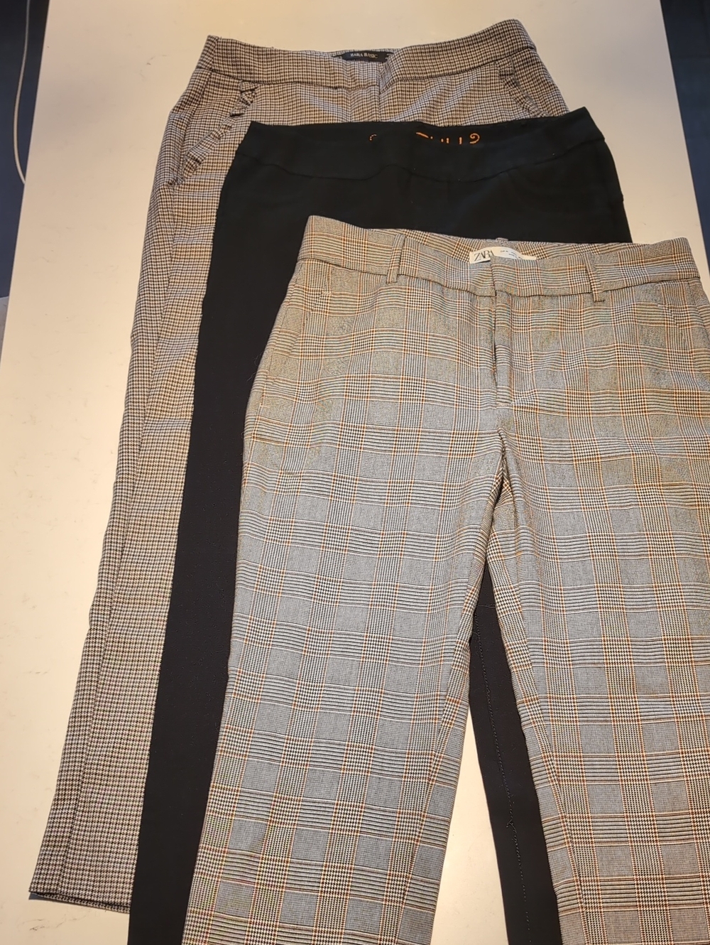 Zara Black and Gray Plaid Trousers Trio